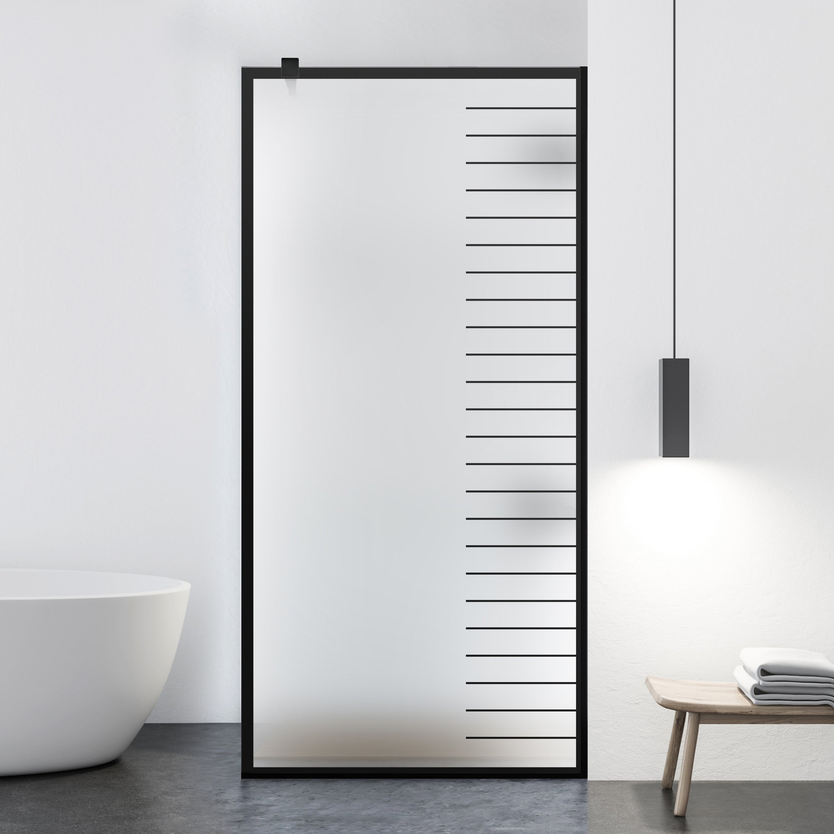 Paravan dus Walk-in, Perete dus  Negru, #Mat #Matt