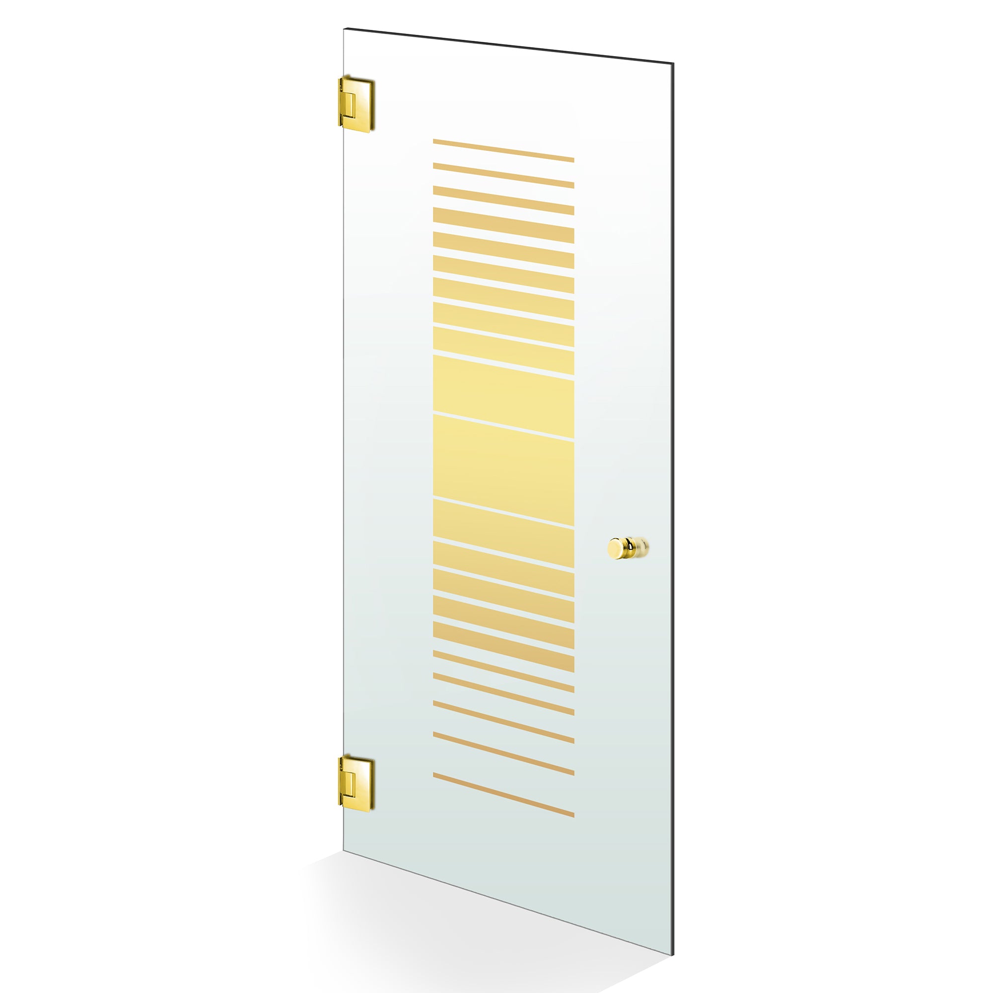 Hinged glass door gold, #Satiné