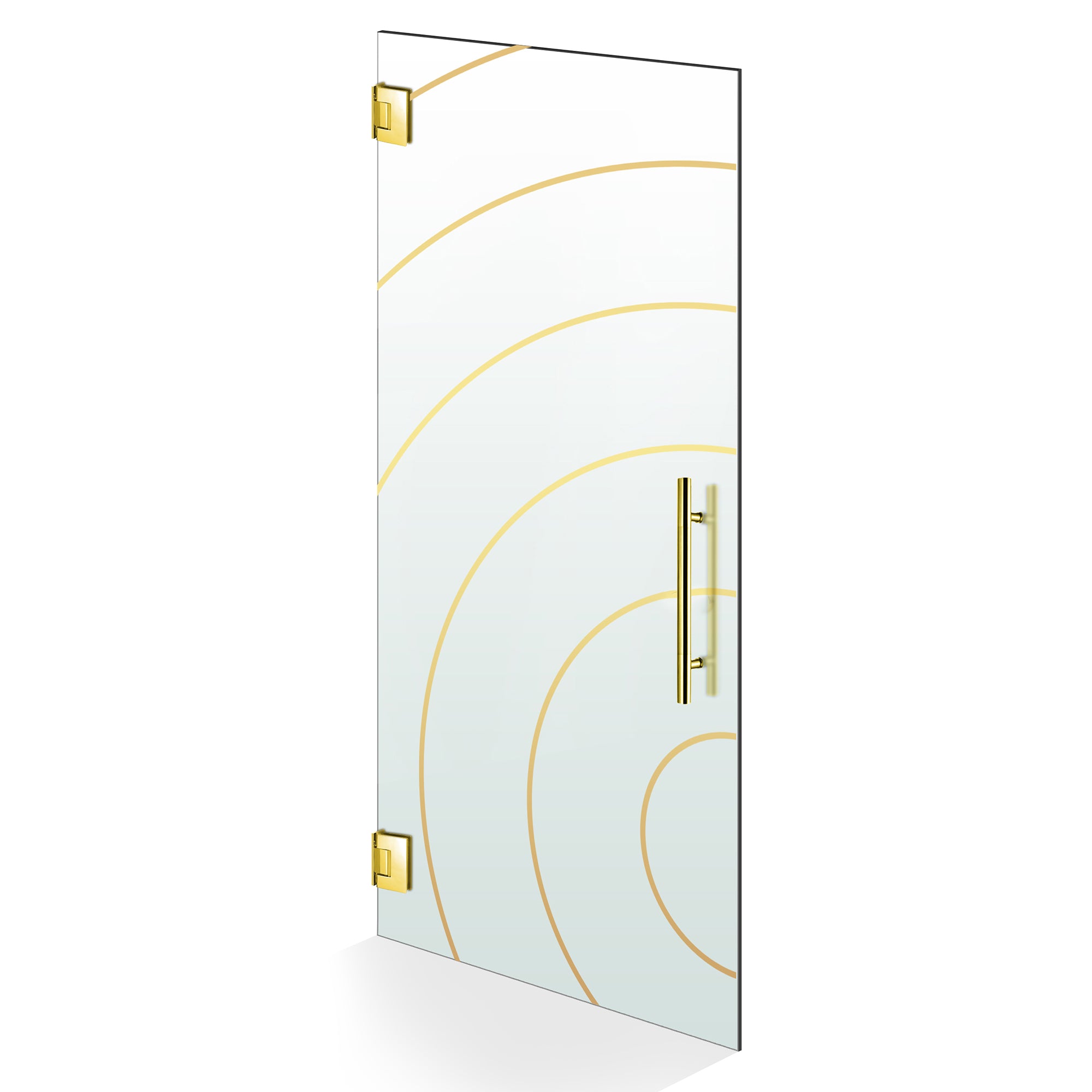 Hinged glass door gold, #Satiné