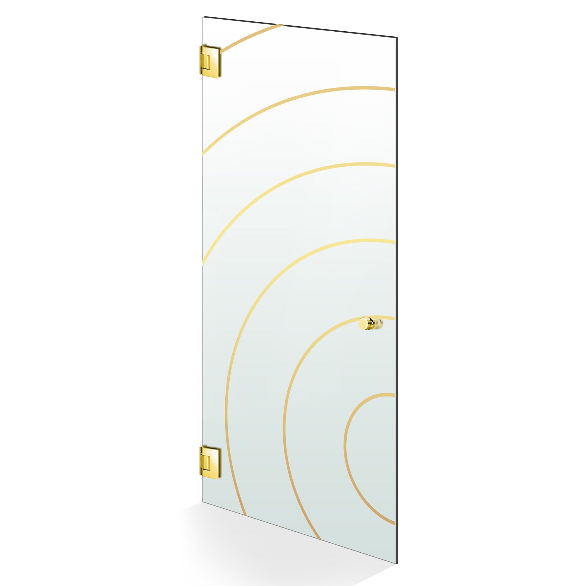 Hinged glass door gold, #Satiné