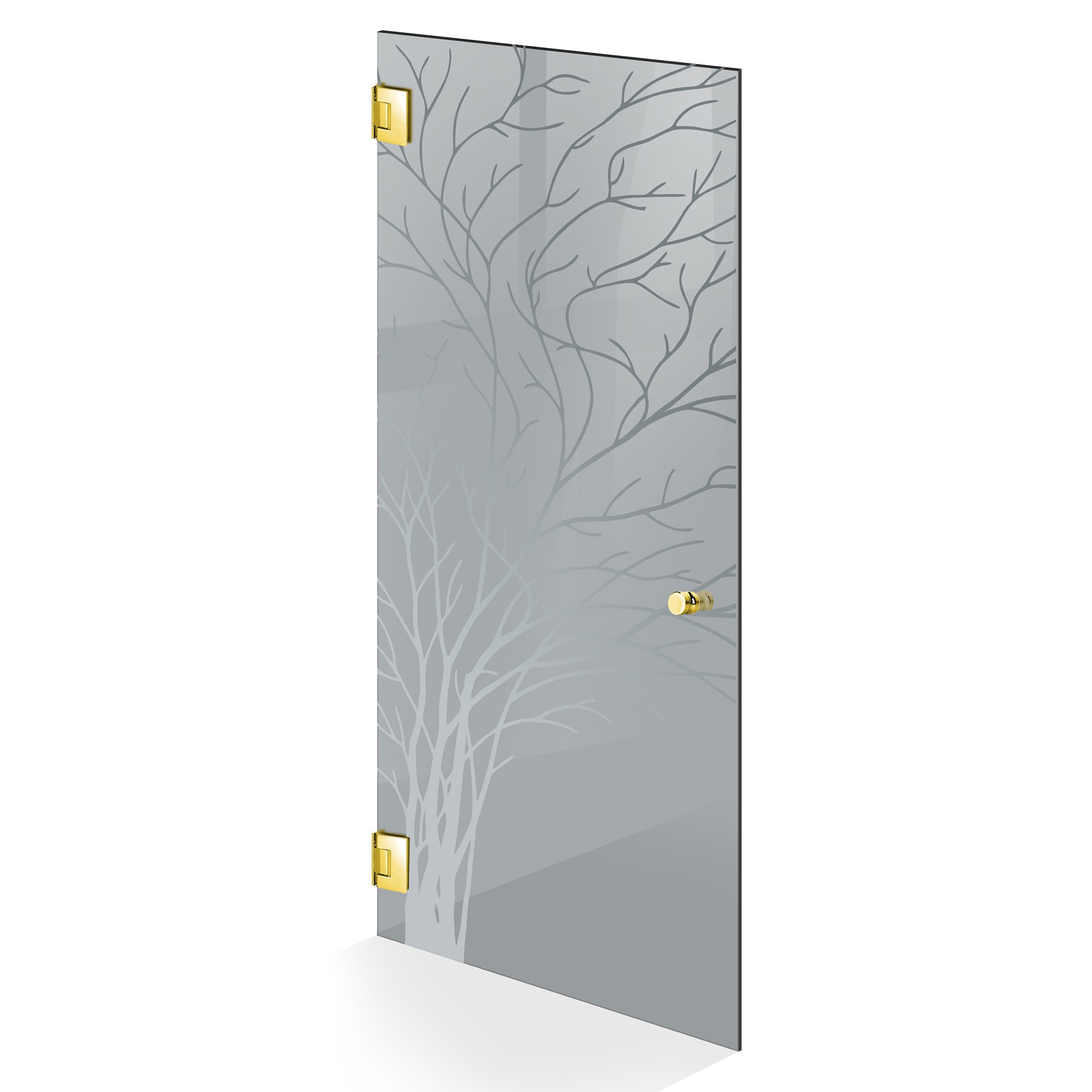 Hinged glass door gold, #Grey