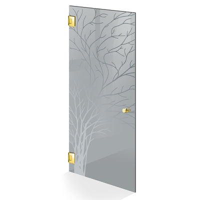 Hinged glass door gold, #Grey