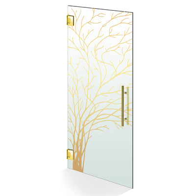 Hinged glass door gold, #Satiné