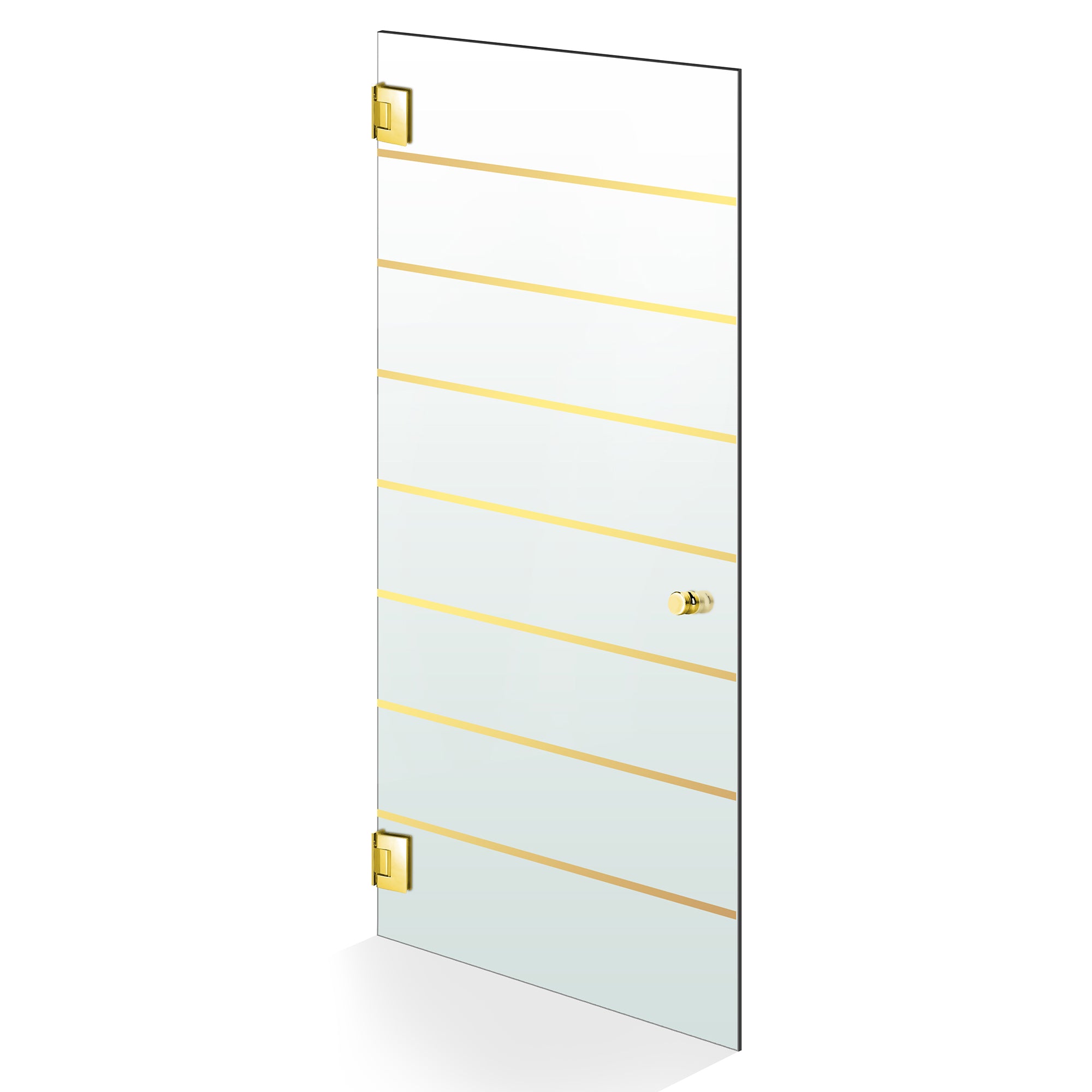 Hinged glass door gold, #Satiné