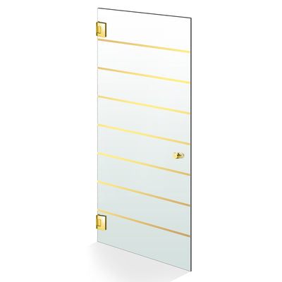 Hinged glass door gold, #Satiné