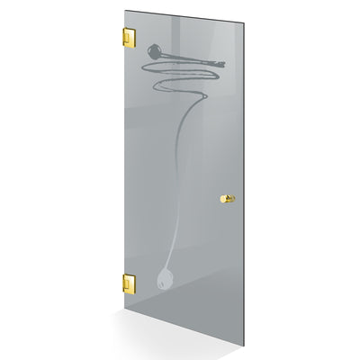 Hinged glass door gold, #Grey