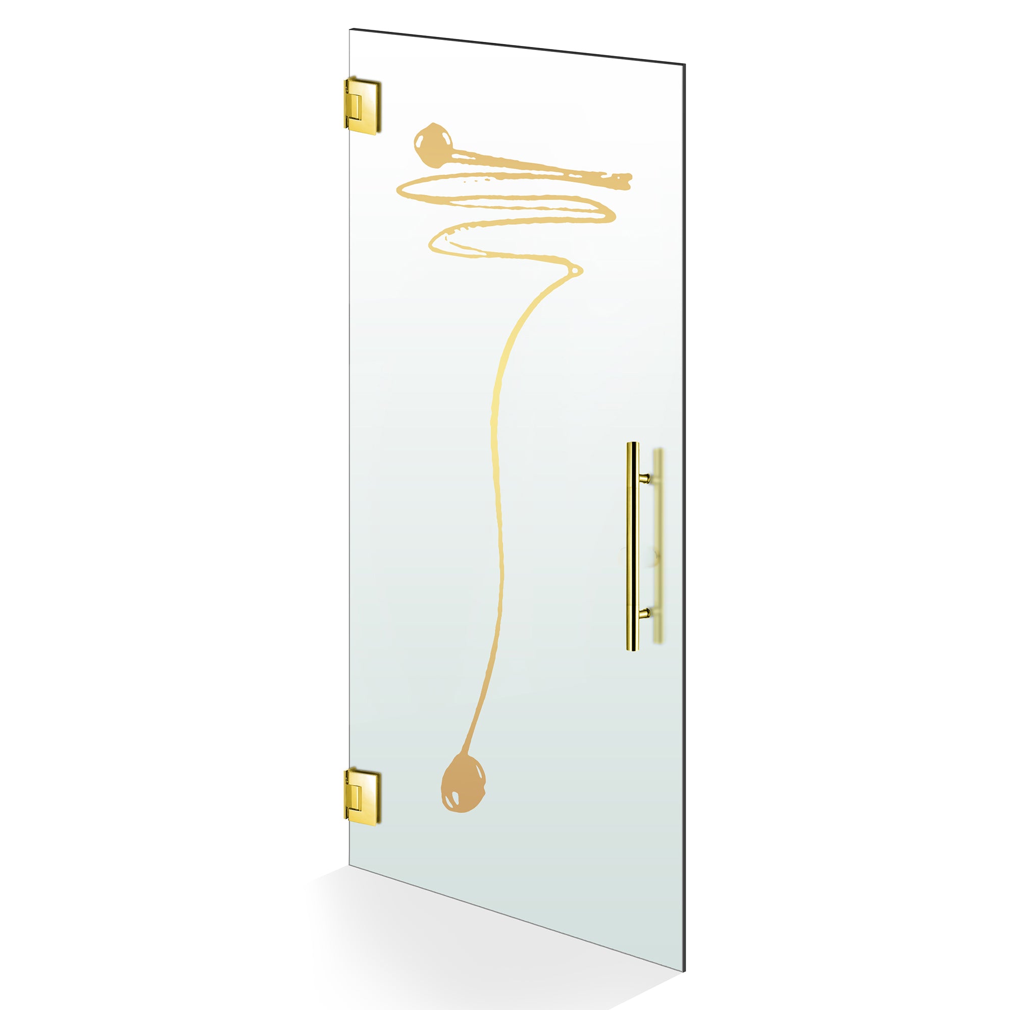 Hinged glass door gold, #Satiné