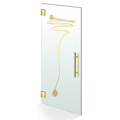 Hinged glass door gold, #Satiné