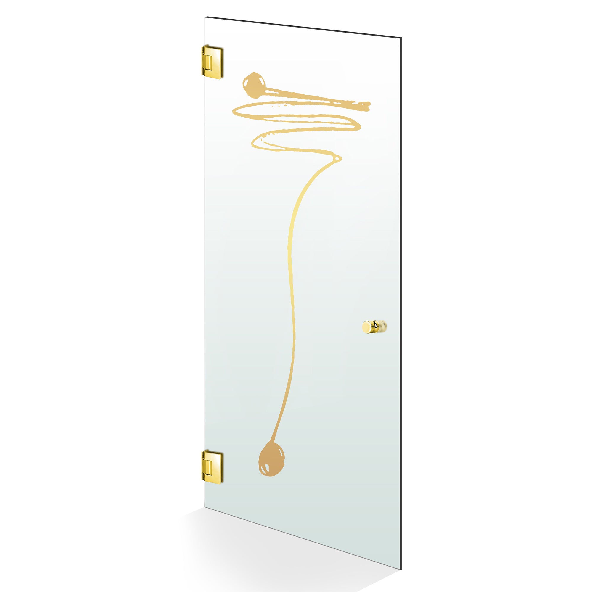 Hinged glass door gold, #Satiné