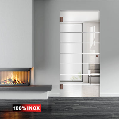Porte en verre battante cuivre, #Clair