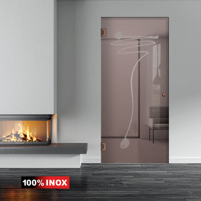 Porte en verre battante cuivre, #Bronze