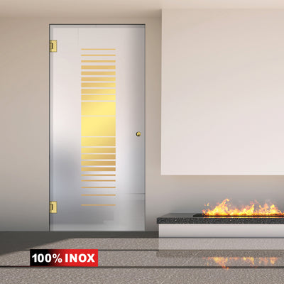Hinged glass door gold, #Satiné