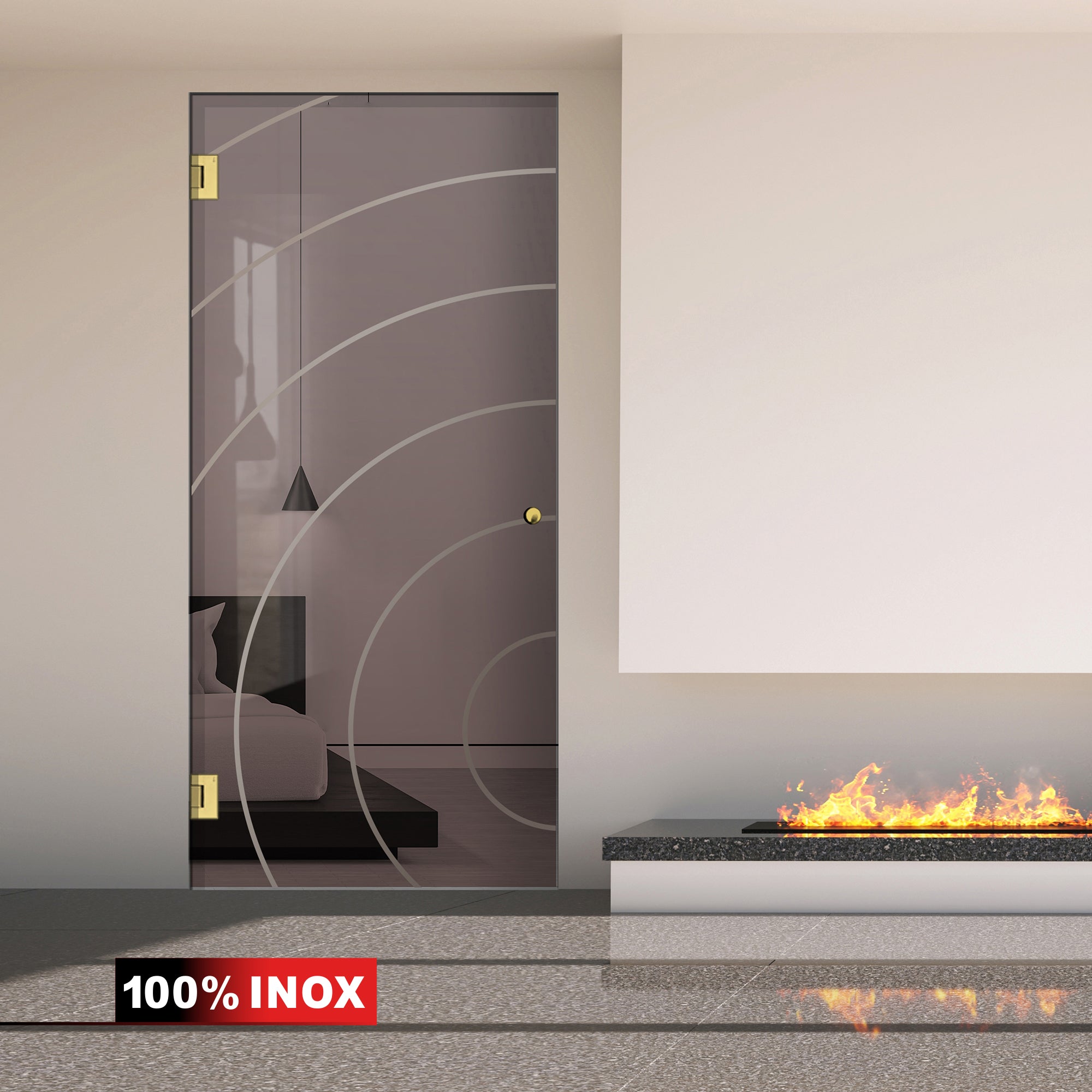 Hinged glass door gold, #Bronze