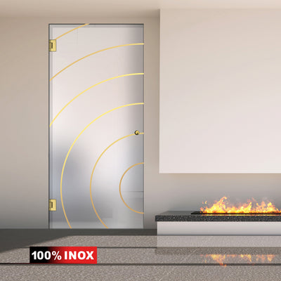 Hinged glass door gold, #Satiné