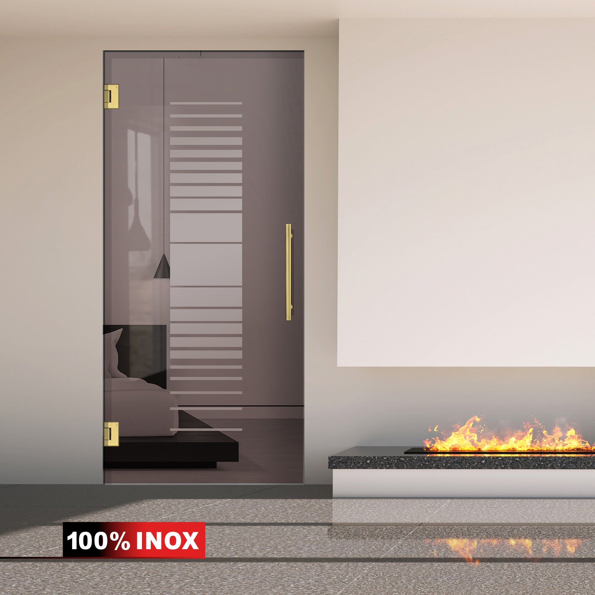 Hinged glass door gold, #Bronze