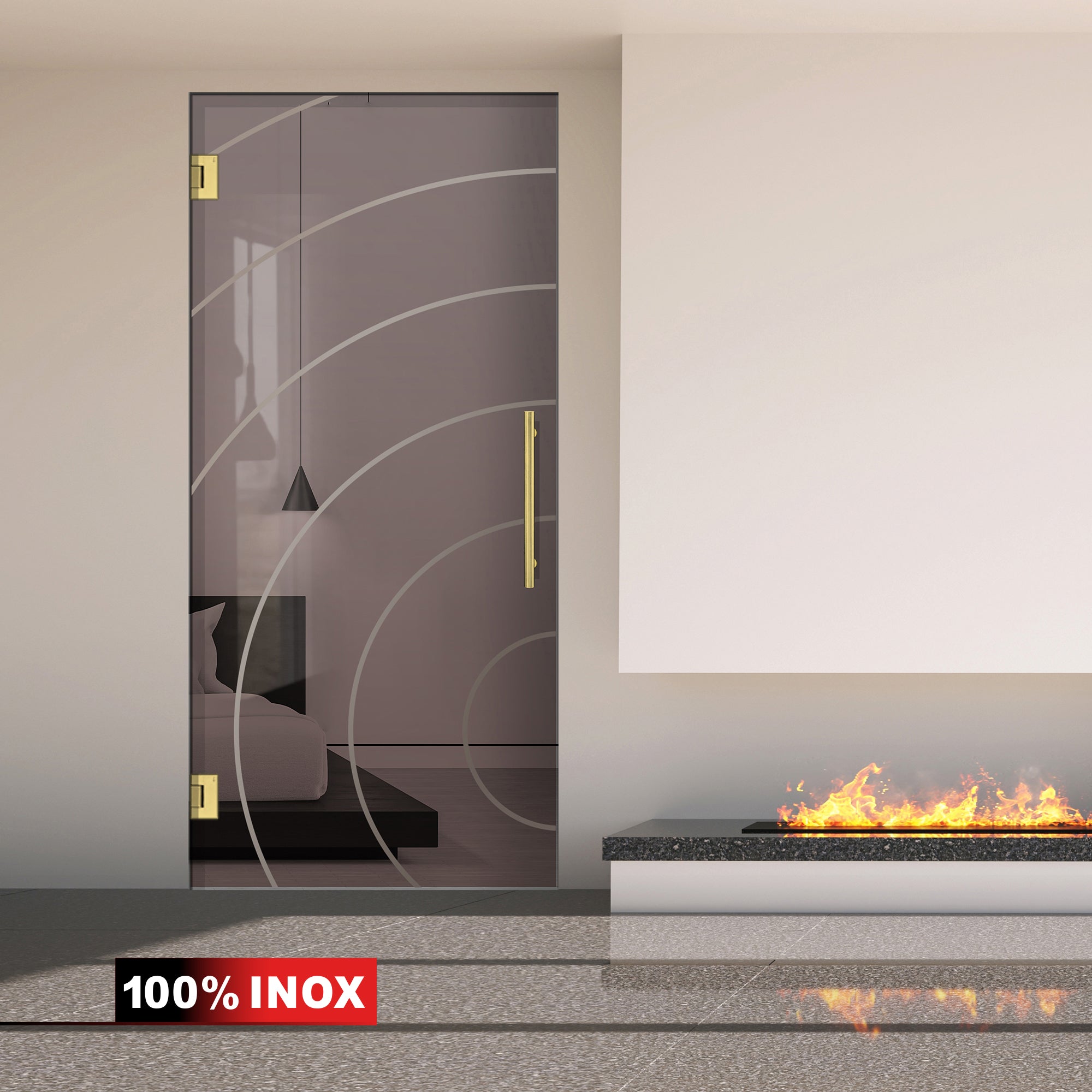 Hinged glass door gold, #Bronze