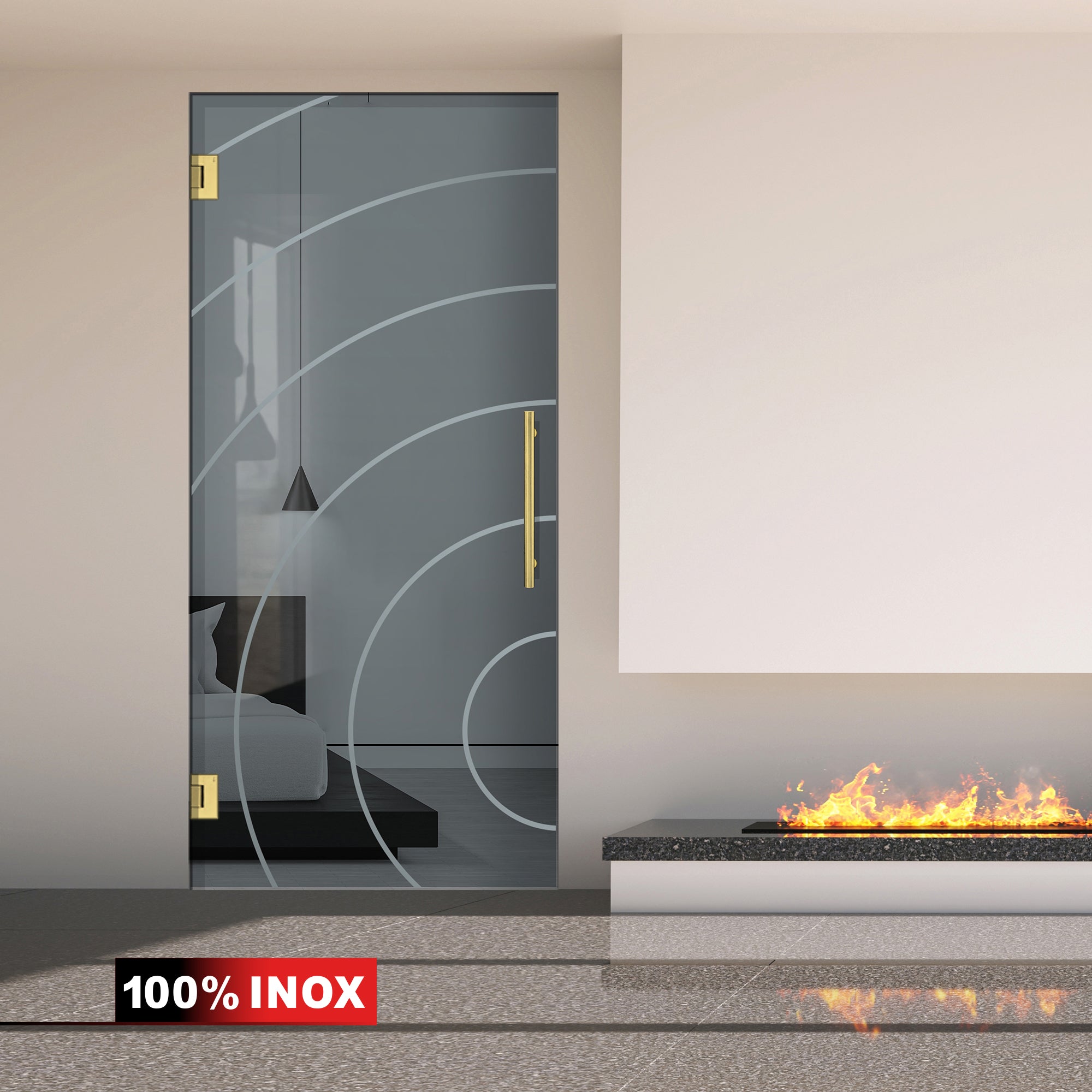Hinged glass door gold, #Grey