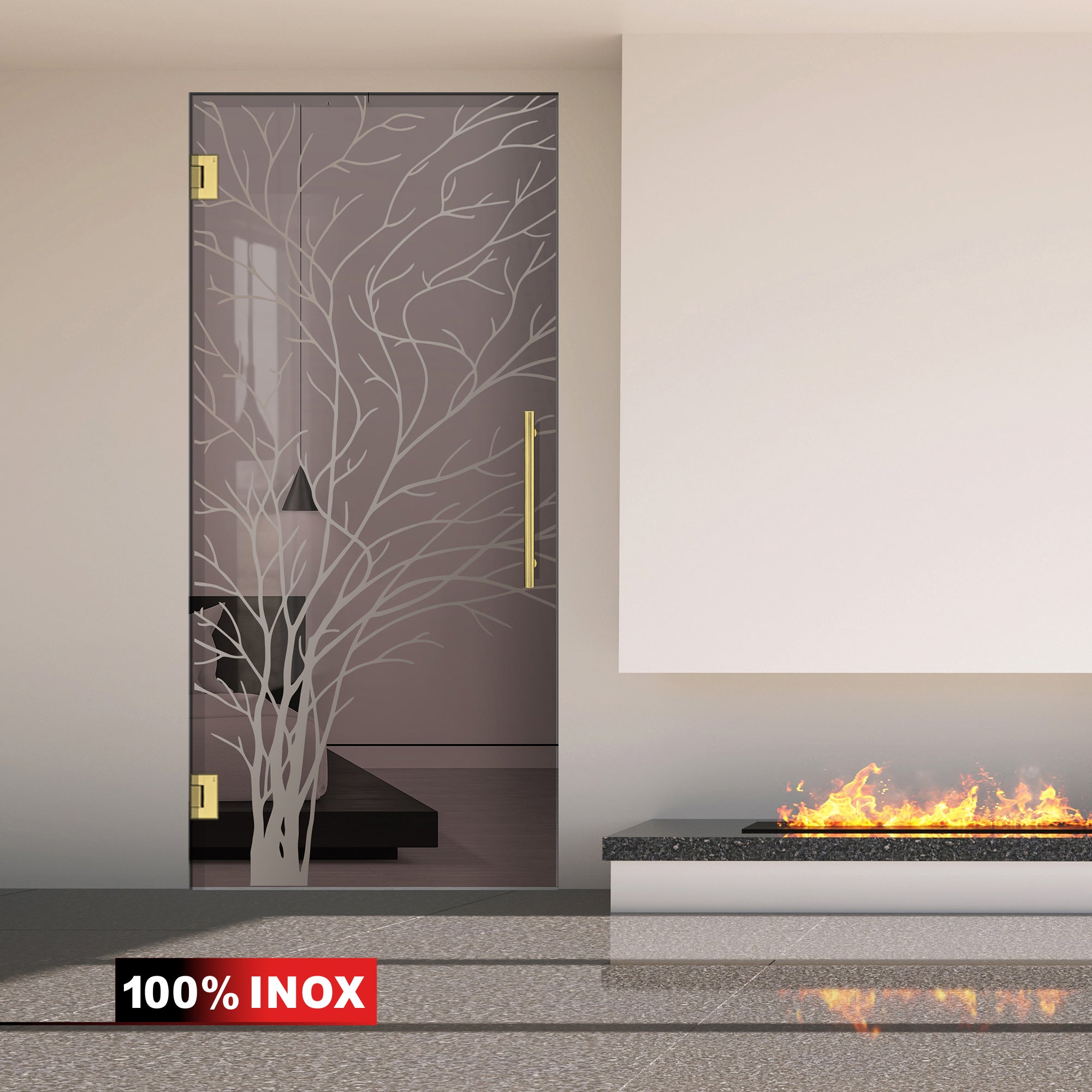 Hinged glass door gold, #Bronze