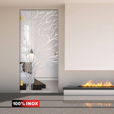 Porte en verre battante dorée, #Clair
