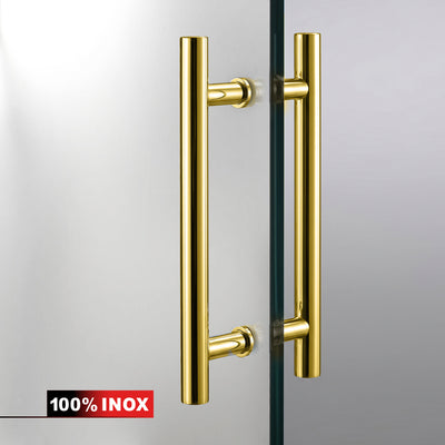 Hinged glass door gold, #Satiné