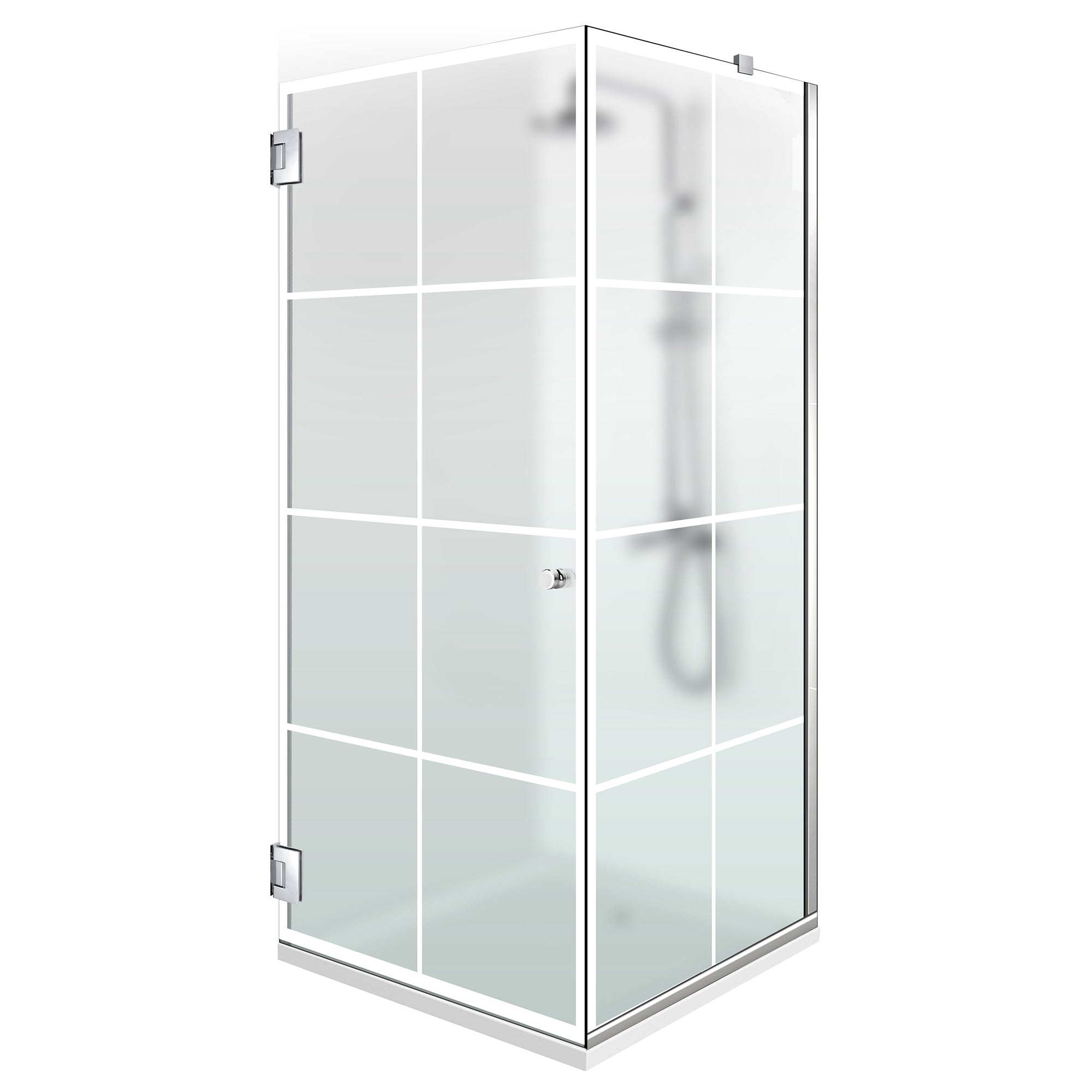 Shower enclosure with hinged door #Satiné