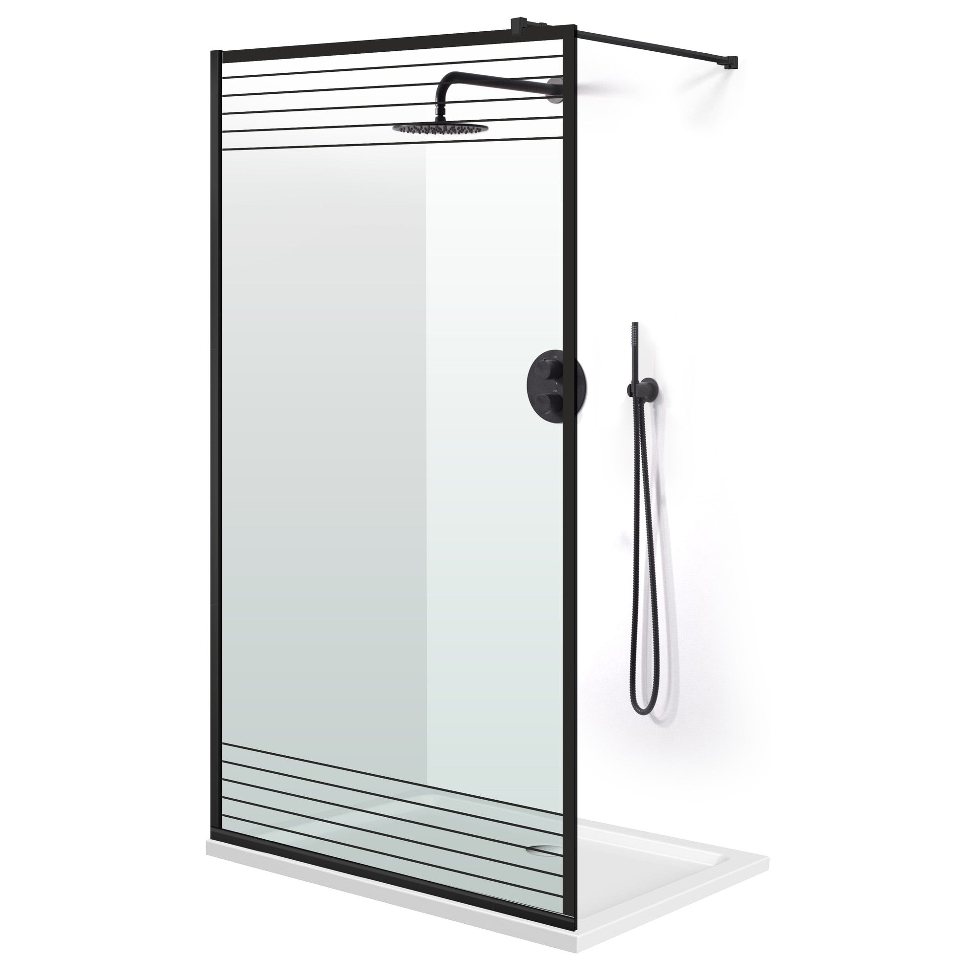 Paravan dus Walk-in, Perete dus  Negru, #Clara