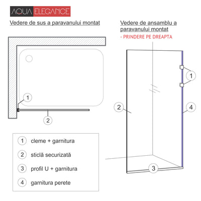 Shower Screens Walk-in, Stainless steel shower wall, matte black, #Clear #Clear